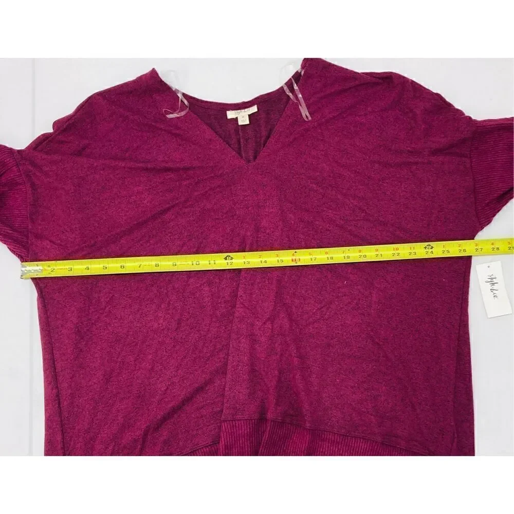 Style & Co. Womens Plus Ribbed V-Neck Sweater Purple size 3X